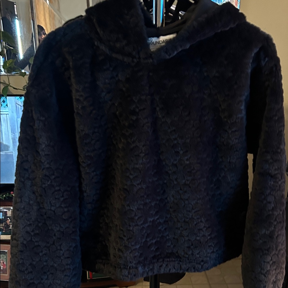 No Boundaries black Textured Hoodie set